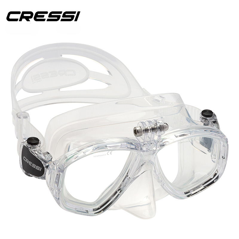 Cressi Action Scuba Diving Mask With Go Pro Camera Mount Tempered Glass